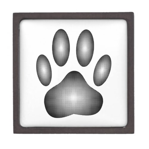 Dog Paw Print In Black and White Gradients Jewelry Box