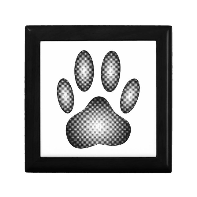 Dog Paw Print In Black and White Gradients Keepsake Box (Front)