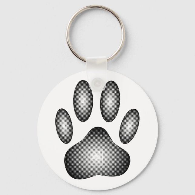 Dog Paw Print In Black and White Gradients Keychain (Front)