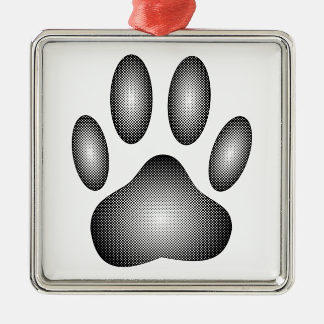 Dog Paw Print In Black and White Gradients Metal Ornament (Front)