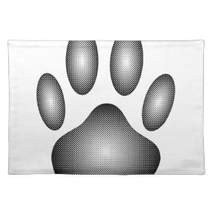 Dog Paw Print In Black and White Gradients Placemat