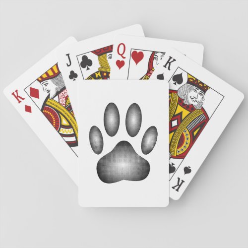 Dog Paw Print In Black and White Gradients Poker Cards