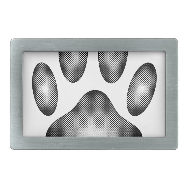Dog Paw Print In Black and White Gradients Rectangular Belt Buckle (Front)