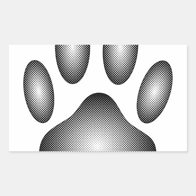 Dog Paw Print In Black and White Gradients Rectangular Sticker (Front)