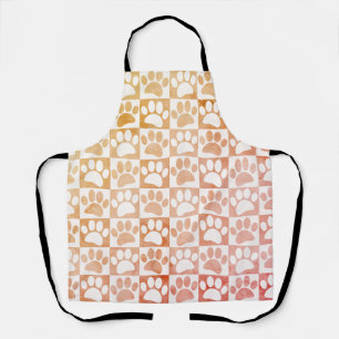 Dog Paw Print In Squares Vintage Pattern Custom Apron