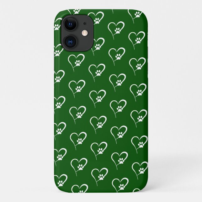 Dog paw print in white heart Case-Mate iPhone case (Back)