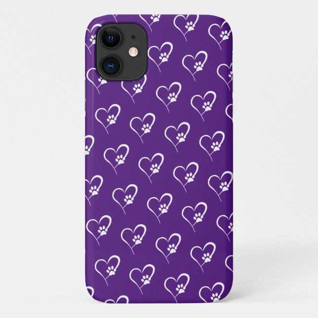 Dog paw print in white heart Case-Mate iPhone case (Back)