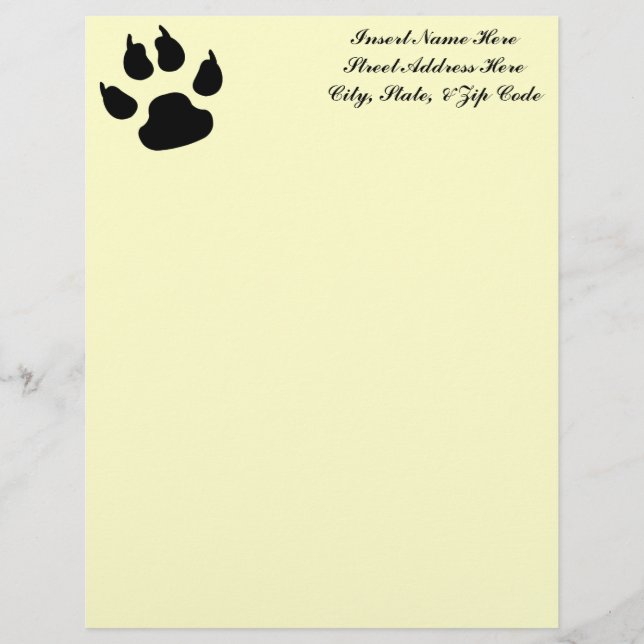 Dog Paw Print Letterhead (Front)