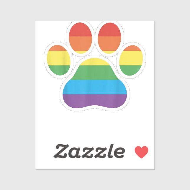Dog Paw Print LGBTQ Rainbow Flag Gay Pride Ally Do Sticker (Sheet)