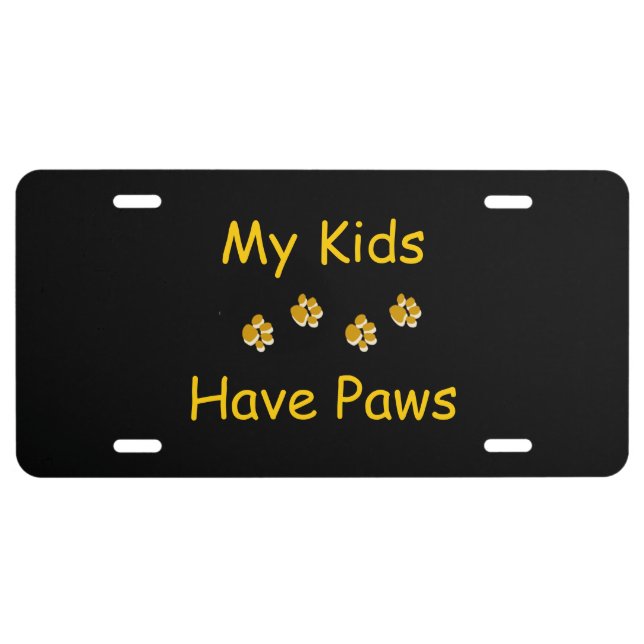 Dog Paw Print License Plate (Front)