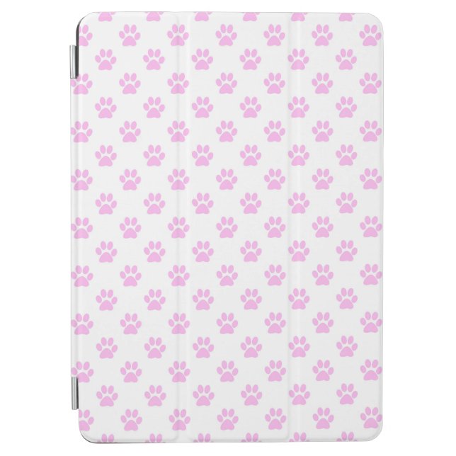 Dog Paw Print Light Pink White Background iPad Air Cover (Front)