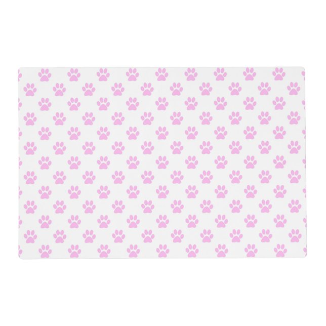 Dog Paw Print Light Pink White Background Placemat (Front)