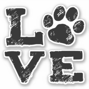 Dog Paw Print Love Cool Dog Lover's Vinyl Sticker