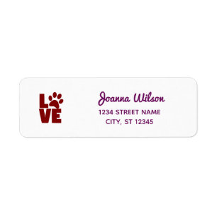 Dog Paw Print Love Modern Return Address Label