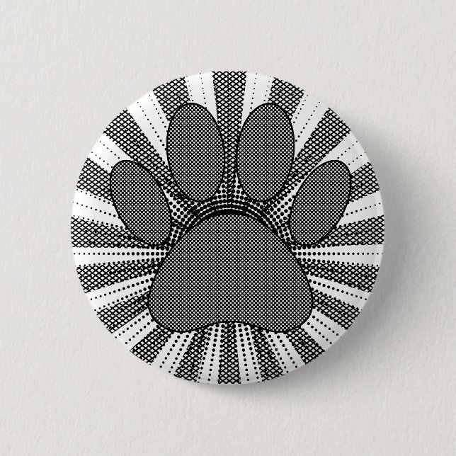 Dog Paw Print Manga Style Button (Front)
