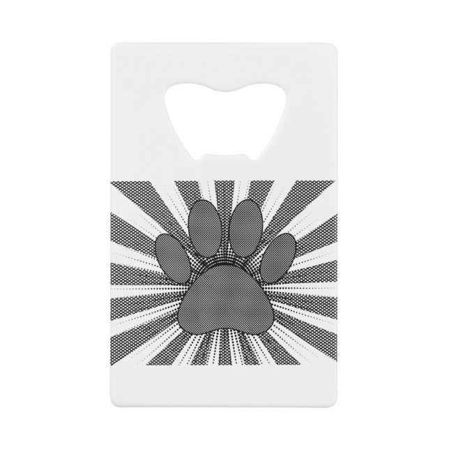 Dog Paw Print Manga Style Credit Card Bottle Opener (Front)