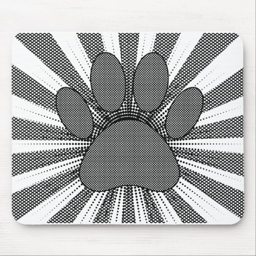 Dog Paw Print Manga Style Mouse Pad