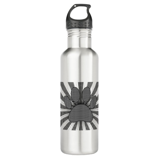 Dog Paw Print Manga Style Stainless Steel Water Bottle (Front)