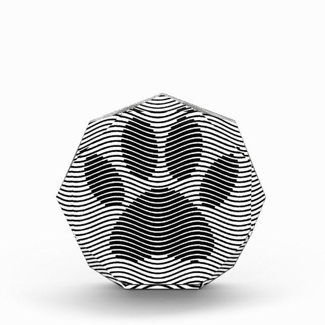 Dog Paw Print On Black And White Waves Acrylic Award (Front)
