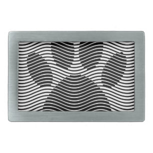 Dog Paw Print On Black And White Waves Belt Buckle
