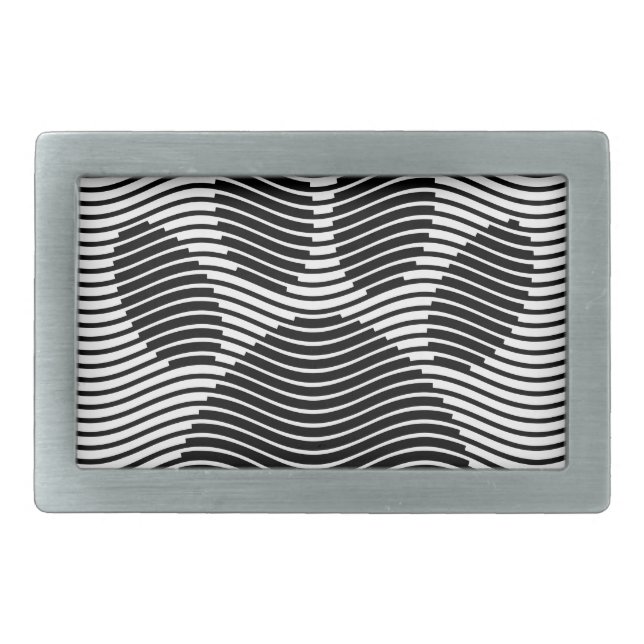 Dog Paw Print On Black And White Waves Belt Buckle (Front)