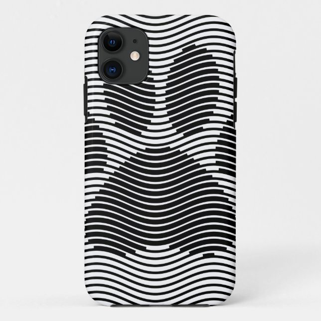 Dog Paw Print On Black And White Waves Case-Mate iPhone Case (Back)
