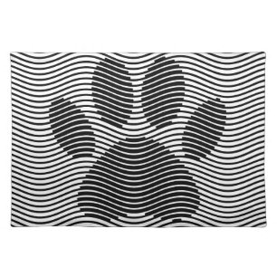 Dog Paw Print On Black And White Waves Placemat