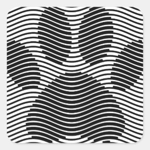 Dog Paw Print On Black And White Waves Square Sticker