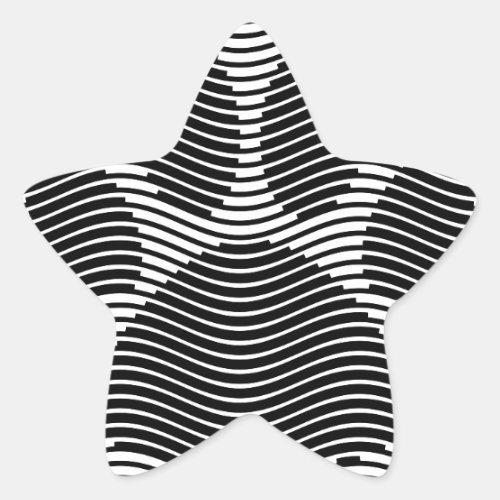 Dog Paw Print On Black And White Waves Star Sticker