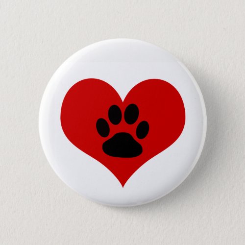 Dog Paw Print On My Heart _ Pin Button Badge