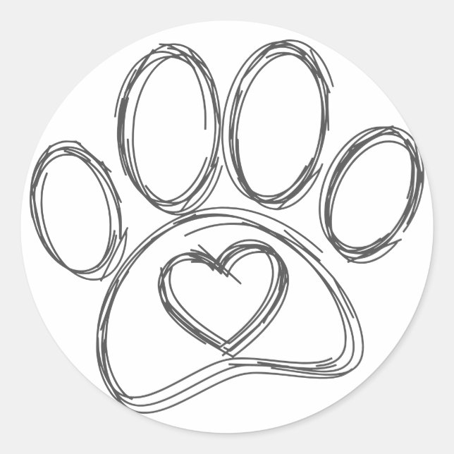 Dog Paw Print Outline Classic Round Sticker (Front)