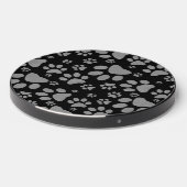 Dog Paw Print Pattern Black Wireless Charger (Front 2)