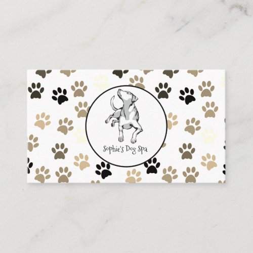 Dog Paw Print Pattern Dog Grooming Spa Business Card