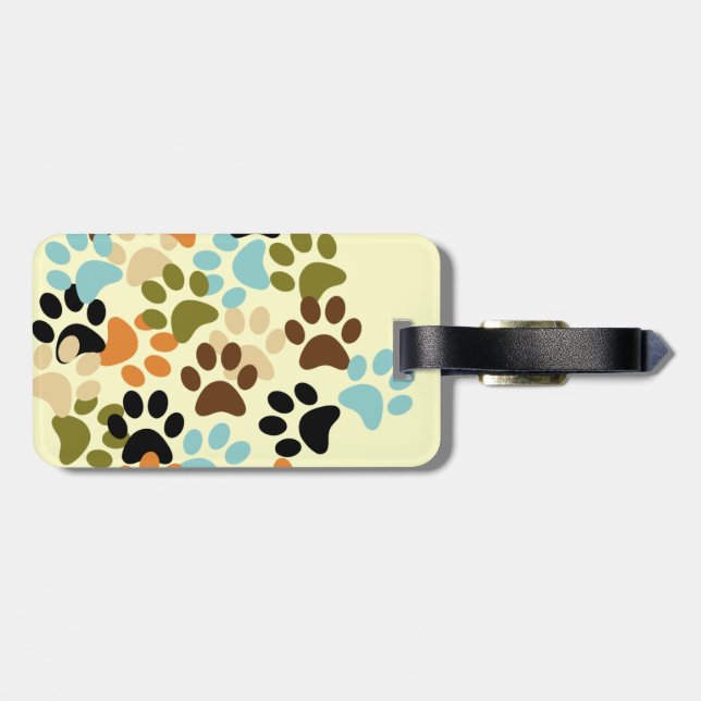 Dog paw print pattern luggage tag (Back Horizontal)