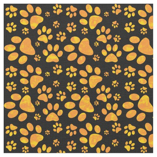 Dog Paw Print Pattern | Orange Fabric