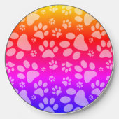 Dog Paw Print Pattern Rainbow Wireless Charger (Front)