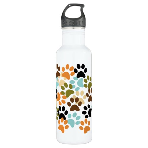 Dog paw print pattern water bottle