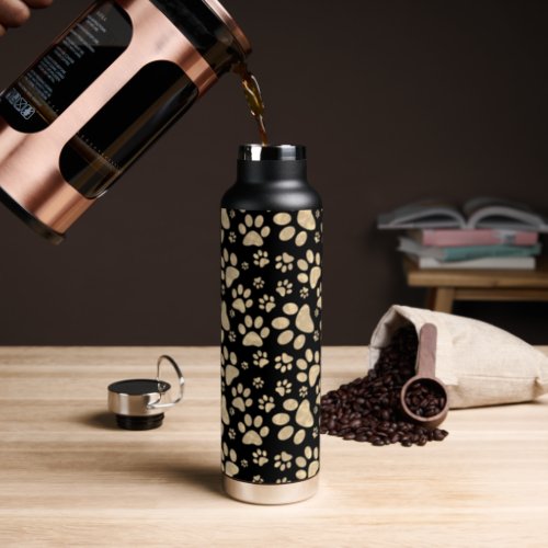 Dog Paw Print Pattern Water Bottle