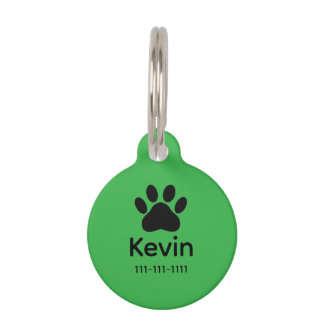 Dog Paw Print Personalized Name Pet ID Tag