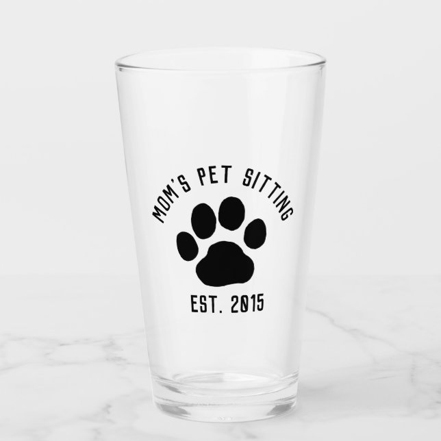 Dog Paw Print Personalized Pet Lover's Drinking Glass (Front)