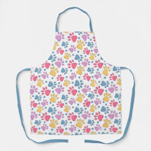 Dog Paw Print Pet Groomer Vet Tech Apron