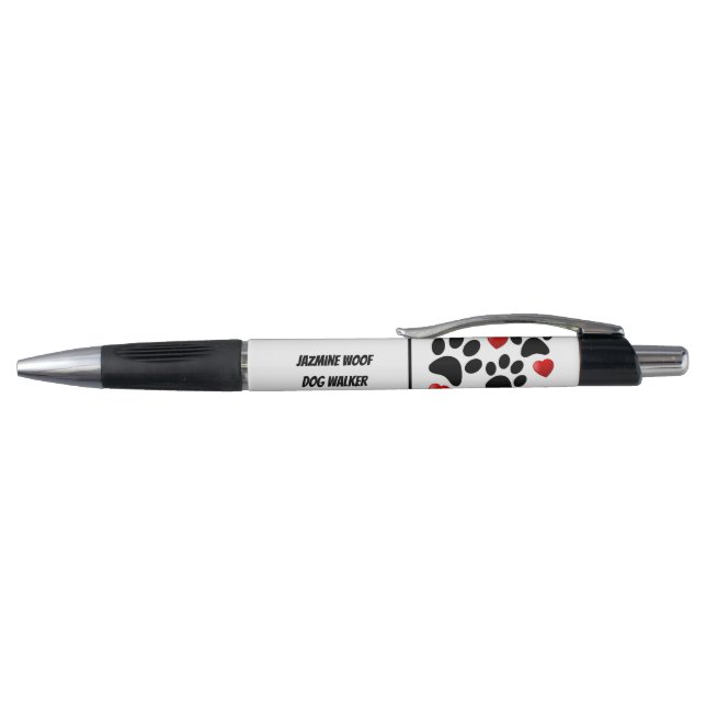 Dog Paw Print Pet Sitter Fun Hearts Customer Pen (Top)