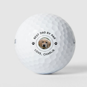 Dog Paw Print Photo Text Golf Pun Best Dad By Par Golf Balls