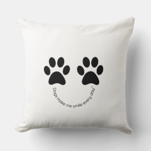 Dog Paw Print Pillow Dogs Make Me Smile Every Day
