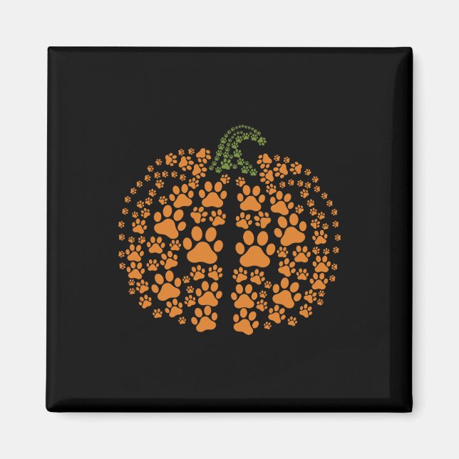 Dog Paw Print Pumpkin Autumn Fall Animal Lover Hal Magnet (Front)