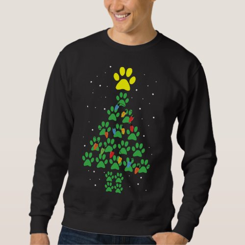 Dog Paw Print Puppy Christmas Tree Lights Cool X_M Sweatshirt
