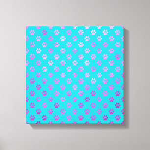Dog Paw Print Purple Pink Aqua Teal Blue