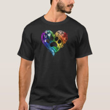 Dog paw print rainbow heart T-shirt
