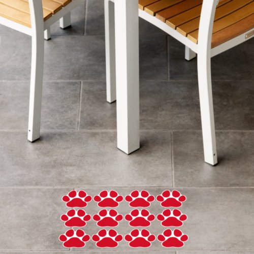 Dog Paw Print Red Floor Decals