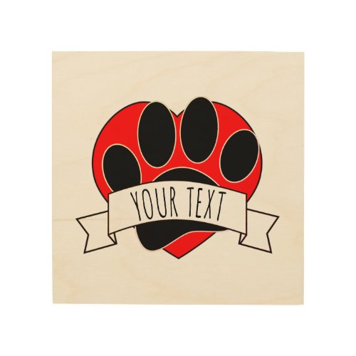 Dog Paw Print Red Heart Banner